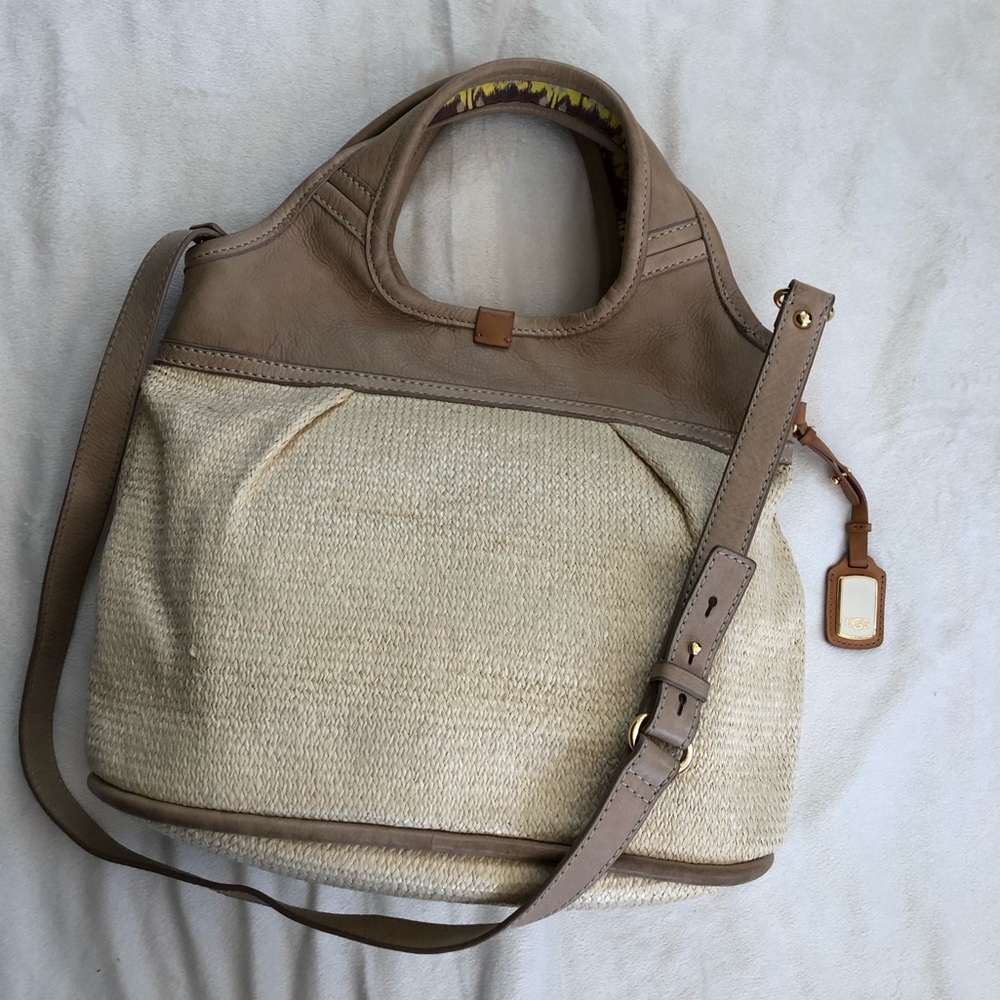 UGG leather and textile tote purse